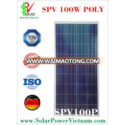 SPV 100w polycrystalline Solar Panel with AR-Coated glass for on-grid solar system ISO Certificate