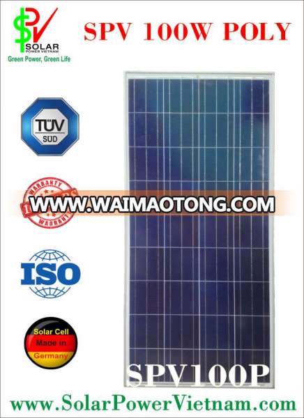 SPV 100w polycrystalline Solar Panel with AR-Coated glass for on-grid solar system ISO Certificate